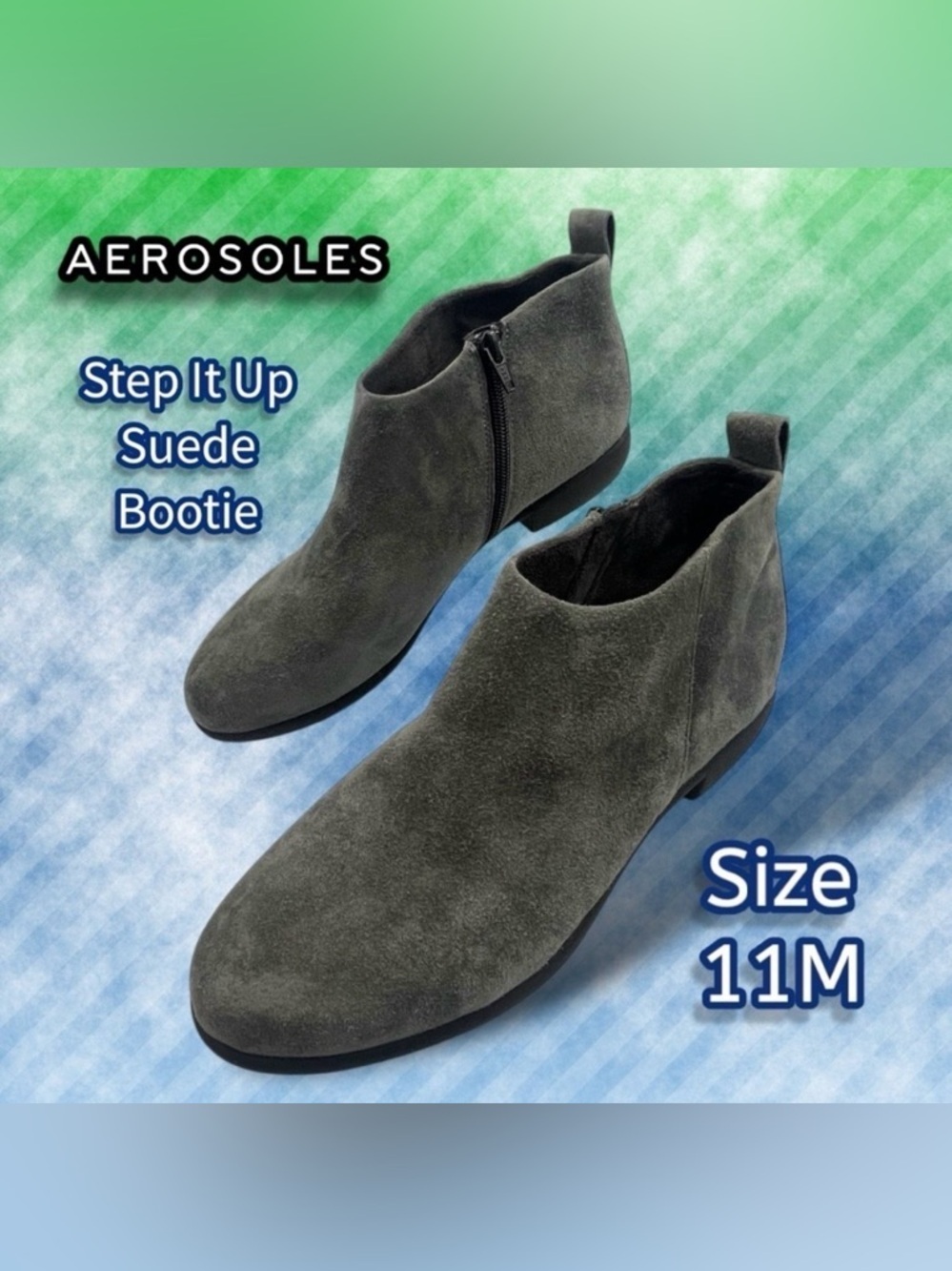 Aerosoles Women's Step It Up Ankle Boot Gray Suede Size 11